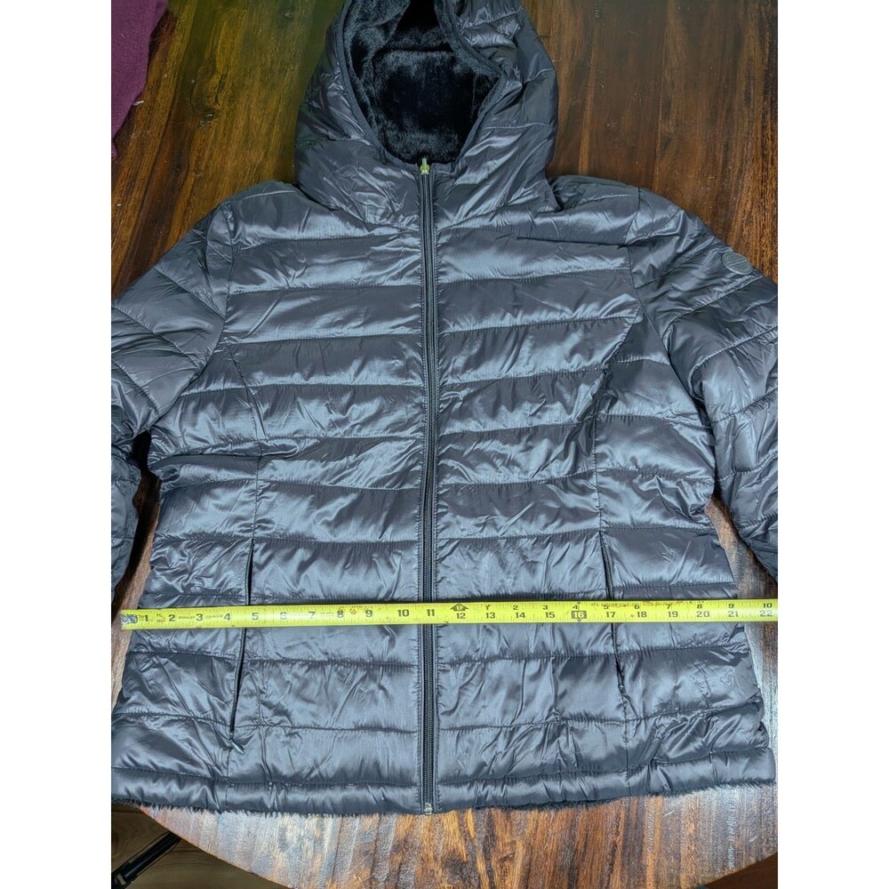 Andrew Marc Black Puffer Jacket Faux Fur Lined Hooded Coat Size L - Picture 8 of 11